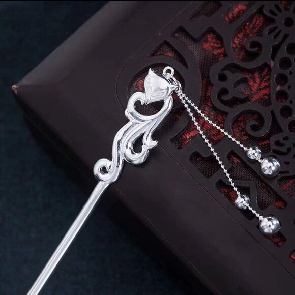 Silver Hairpin Fox Design Handmade Retro Accessory for Women Girls